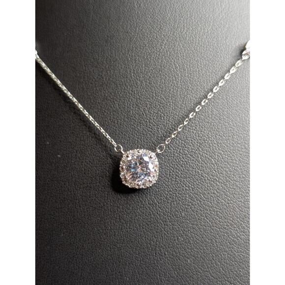 Marked LBOS CZ Crystal Silver Tone 15.5-17.5" Necklace - Picture 8 of 11